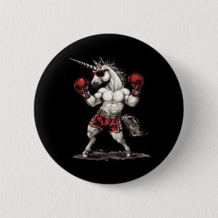 Bokser Eenhoorn Met Bokshandschoenen Kickboksen Gr Ronde Button 5,7 Cm