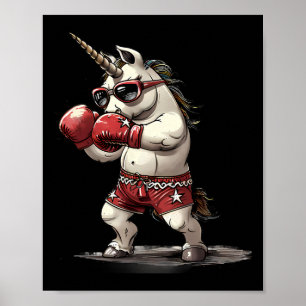 Bokser Eenhoorn Met Bokshandschoenen Kickboksen Sc Poster