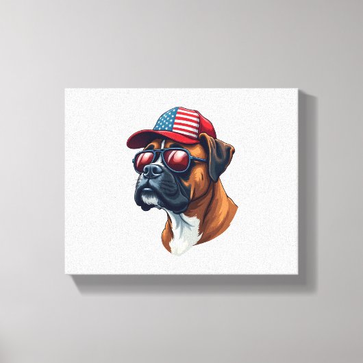 Bokser hond draagt wit rood blauw canvas afdruk (Voorkant)