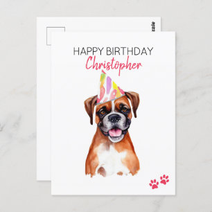 Bokser hond gepersonaliseerd Gelukkige Verjaardag Briefkaart