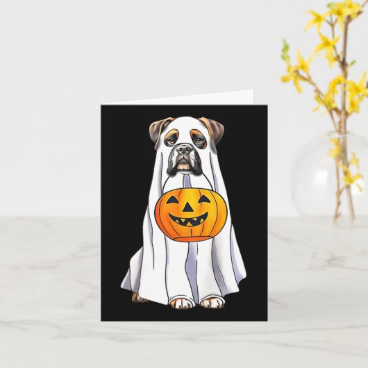 Bokser Hond Halloween Grappig Spook Kostuum Met Po Kaart (Gele Bloem)