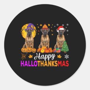 Bokser Hond Halloween Kerst Hallothanksmas Ronde Sticker