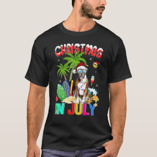 Bokser Hond In Santa Hat Zonnebril Kerstmis In Jul T-shirt