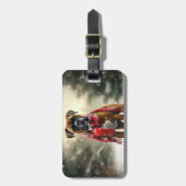 Bokser Hond in Sneeuw Kerstmis Bagagelabel (Voorkant verticaal)