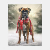 Bokser Hond in Sneeuw Kerstmis Fleece Deken (Voorkant)