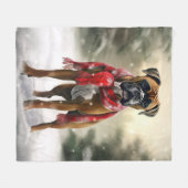 Bokser Hond in Sneeuw Kerstmis Fleece Deken (Voorkant (Horizontaal))