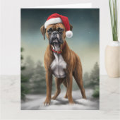Bokser Hond in Sneeuw Kerstmis Kaart (Voorkant)