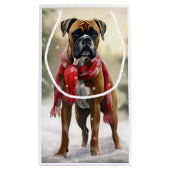 Bokser Hond in Sneeuw Kerstmis Klein Cadeauzakje (Achterkant)