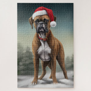 Bokser Hond in Sneeuw Kerstmis Legpuzzel