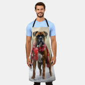 Bokser Hond in Sneeuw Kerstmis Schort (Gedragen)