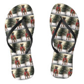 Bokser Hond in Sneeuw Kerstmis Teenslippers (Voetbed)