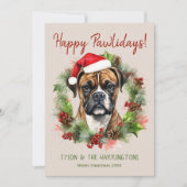 Bokser Hond Kerstmis Gelukkige Pawholidays Feestdagenkaart (Voorkant)