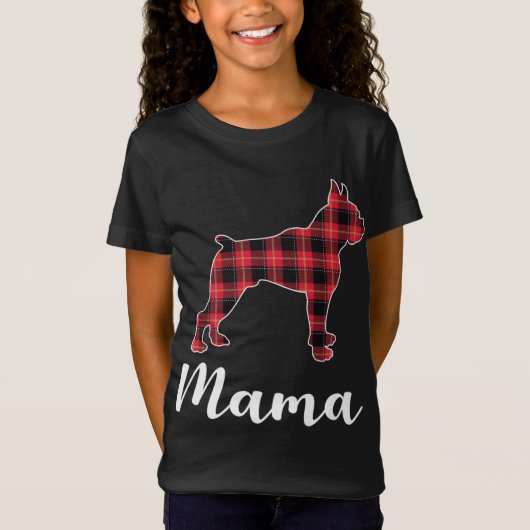 Bokser Hond Puppy Rood plaid grappig Kerstmis T-shirt (Voorkant)