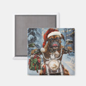 Bokser Hond Rijden Motorfiets Kerstmis Magneet (Voorkant / Achterkant)