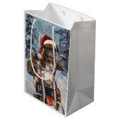 Bokser Hond Rijden Motorfiets Kerstmis Medium Cadeauzakje (Achterkant Gekanteld)