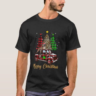 Bokser Hond Rijden Rode Vrachtwagen Kerstmis Decor T-shirt