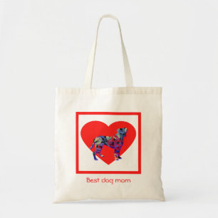 Bokser hond silhouet rood beste hond mam tote bag