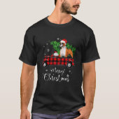 Bokser Hondenrit Rode Vrachtwagen Kerstmis Pyjama T-shirt (Voorkant)