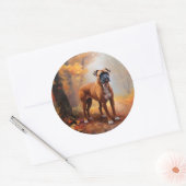 Bokser in Herfstbladeren Herfst Inspire Ronde Sticker (Envelop)