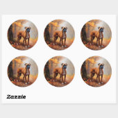 Bokser in Herfstbladeren Herfst Inspire Ronde Sticker (Vel)