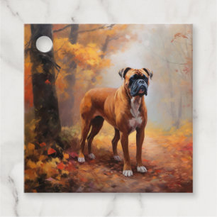 Bokser in herfstbladeren laat zich inspireren bedankjes labels