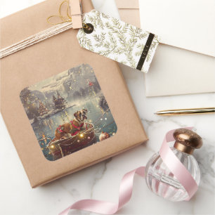 Bokser Kerstelijke Reis Vierkante Sticker