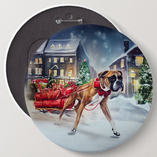 Bokser Kerstfeestperiode Ronde Button 6,0 Cm (Voorkant /achterkant)