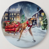 Bokser Kerstfeestperiode Ronde Button 6,0 Cm (Voorkant)
