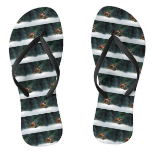 Bokser Kerstmis sneeuw winter Teenslippers