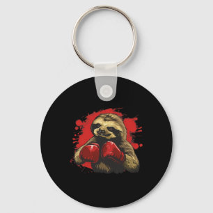 Bokser Luiaard met Bokshandschoenen Kickboksen Fun Sleutelhanger