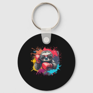 Bokser Luiaard Met Bokshandschoenen Kickboksen Fun Sleutelhanger