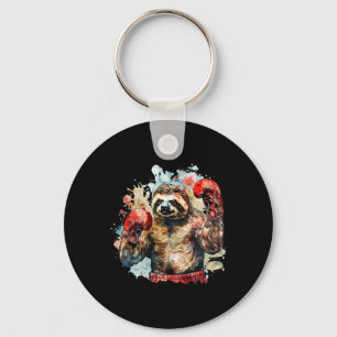 Bokser Luiaard Met Bokshandschoenen Kickboksen Fun Sleutelhanger