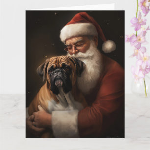 Bokser met de Kerstman Feestelijke Kerstmis Kaart