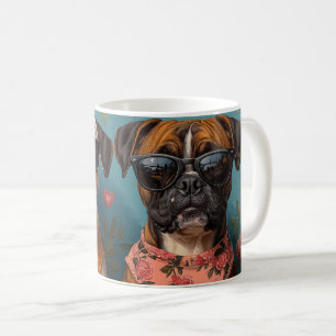 Bokser Met Hart Rozen Valentijnsdag Koffiemok