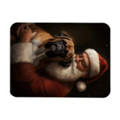 Bokser met Kerstman Feestelijke Kerst Magneet (Horizontaal)