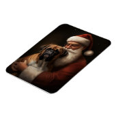 Bokser met Kerstman Feestelijke Kerst Magneet (Linkerzijde)