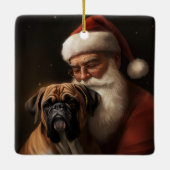 Bokser met Kerstman Feestelijke Kerstmis Keramisch Ornament (Achterkant)