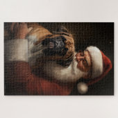 Bokser met Kerstman Feestelijke Kerstmis Legpuzzel (Horizontaal)