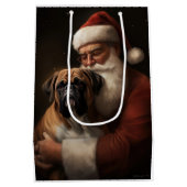 Bokser met Kerstman Feestelijke Kerstmis Medium Cadeauzakje (Achterkant)