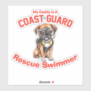 Bokser Mijn Papa is een USCG reddingszwemmer Sticker