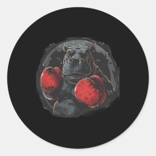 Bokser Nijlpaard Met Bokshandschoenen Kickboksen F Ronde Sticker