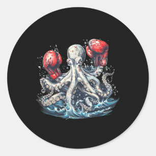 Bokser Octopus Liefhebber Oceaan Zeedier Kickbokse Ronde Sticker