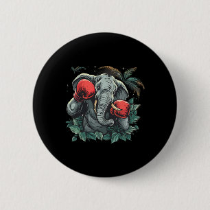 Bokser Olifant Met Bokshandschoenen Kickboksen Gra Ronde Button 5,7 Cm