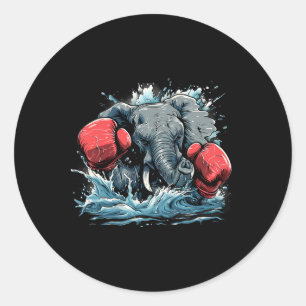 Bokser Olifant Met Bokshandschoenen Kickboksen Gra Ronde Sticker