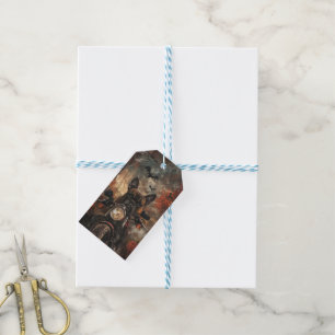 Bokser rijdt op motorfiets Halloween griezelig Cadeaulabel