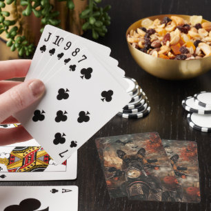 Bokser rijdt op motorfiets Halloween griezelig Pokerkaarten
