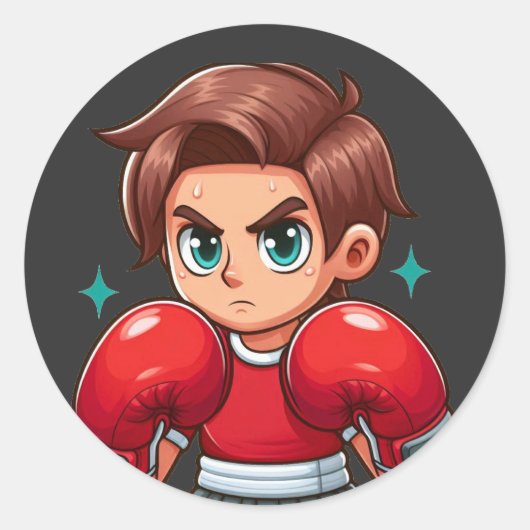 bokser ronde sticker (Voorkant)