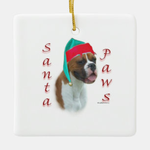 Bokser Santa Paws Keramisch Ornament