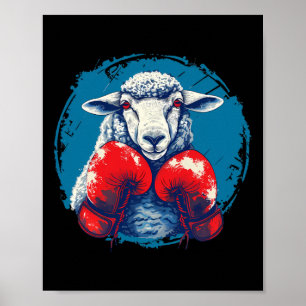Bokser Schapen Met Bokshandschoenen Kickboksen Fun Poster