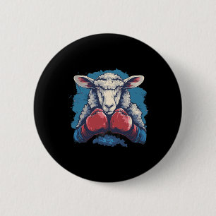 Bokser Schapen Met Bokshandschoenen Kickboksen Fun Ronde Button 5,7 Cm